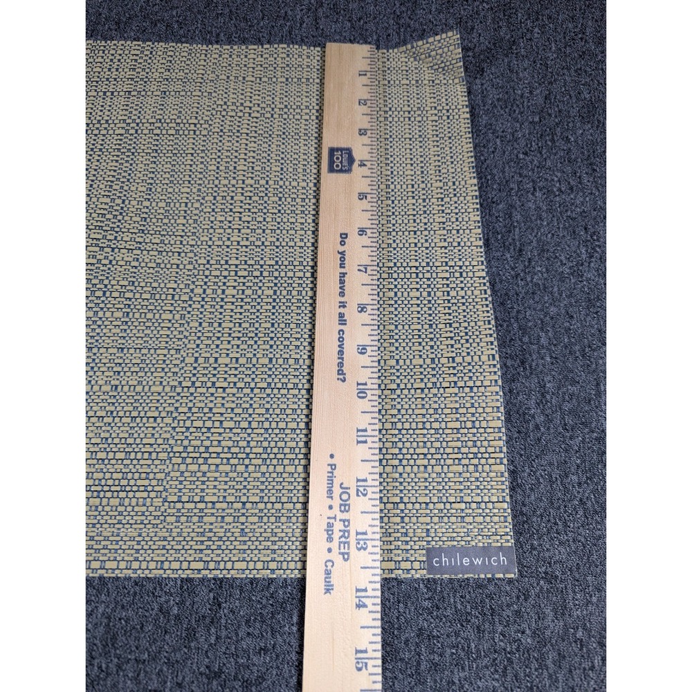 Chilewich Bamboo Woven Placemats Blue Cream Rectangular Set of 2 Table Mats - Picture 5 of 6